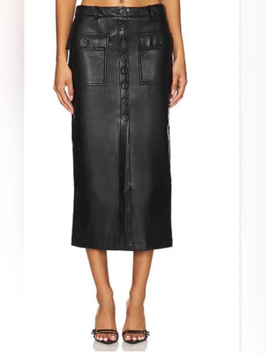 Heartloom Dresses & Skirts - Heartlook Marissa Black Button-Front Faux Leather Midi Skirt